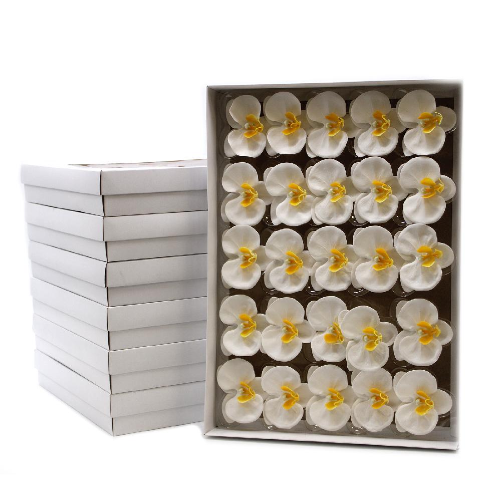 25x Craft Soap Flower - Orchid - White