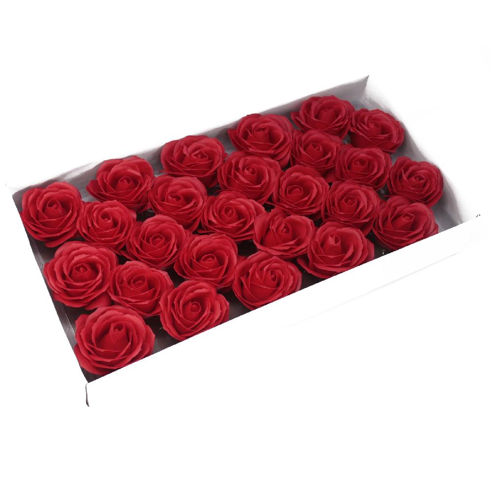 25x Craft Soap Flowers - Lrg Rose - Red