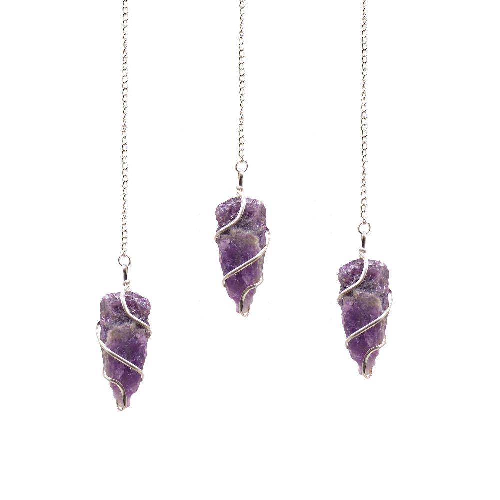 3x Raw Gemstone Pendulum - Amethyst