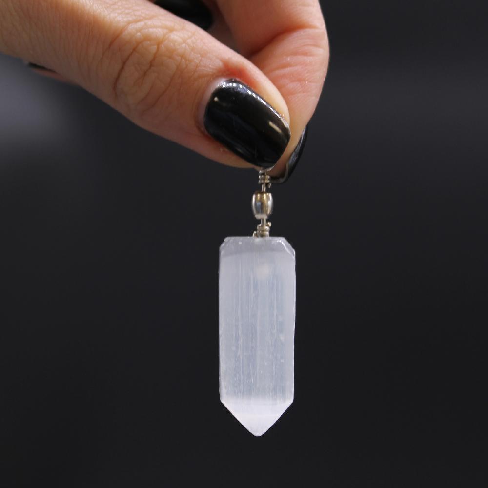 3x Selenite Obelisk Pendant
