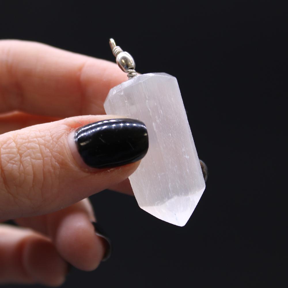 3x Selenite Obelisk Pendant