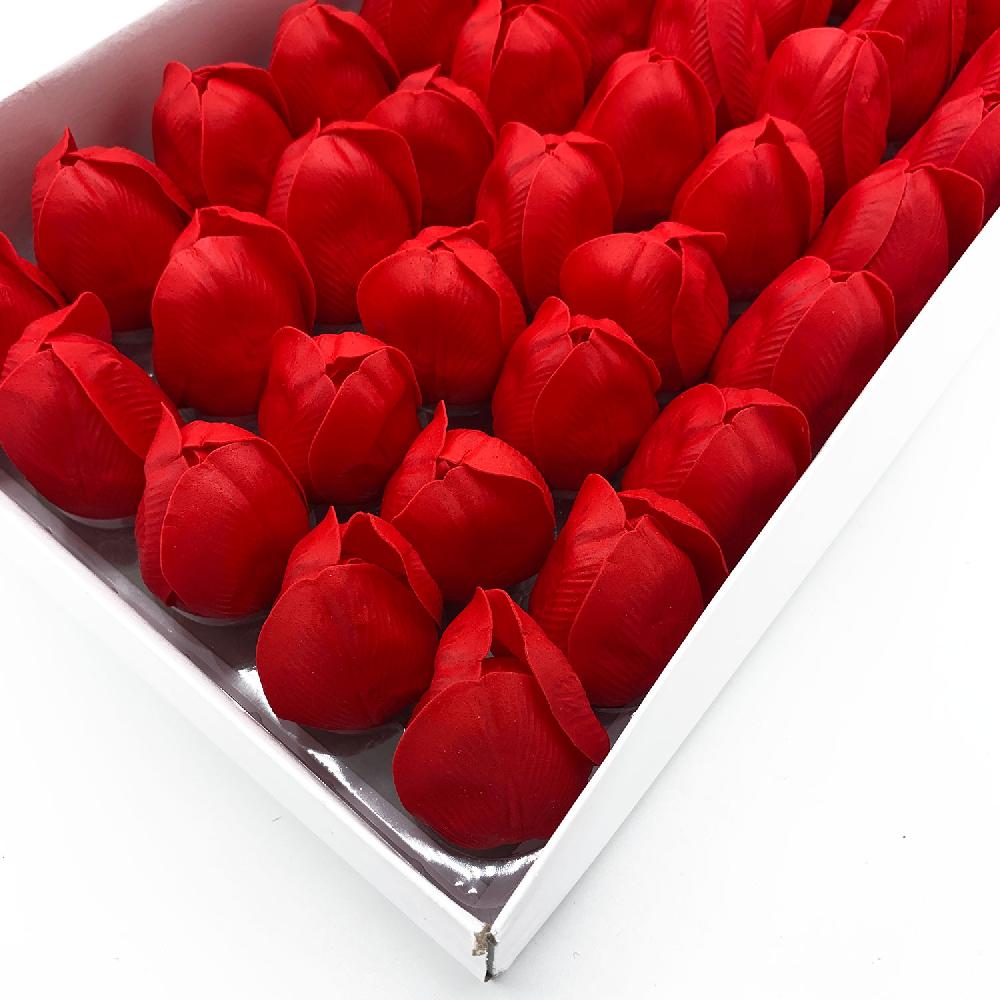 50x Craft Soap Flower - Med Tulip - Red