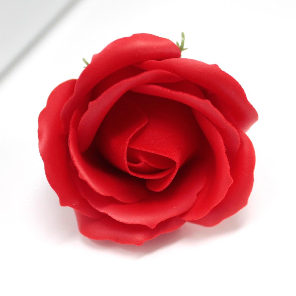 50x Craft Soap Flowers - Med Rose - Red