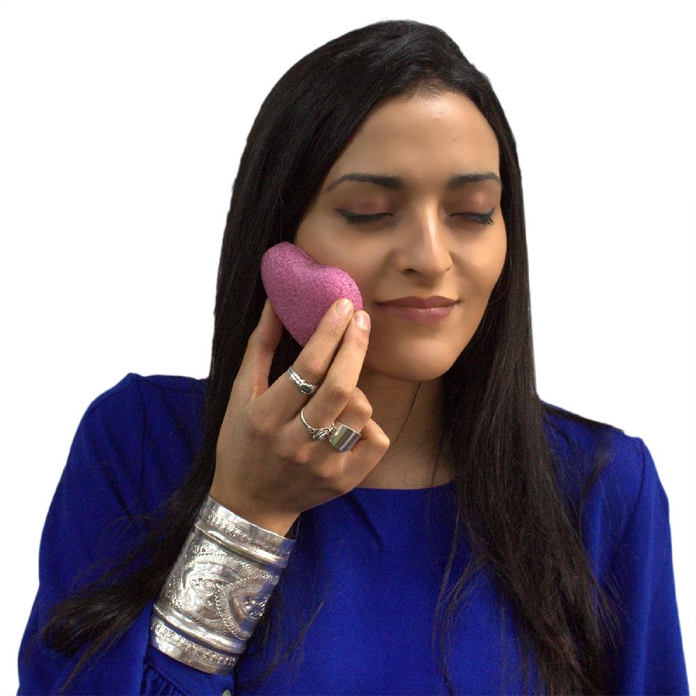 6x Konjac Heart Sponge - Peach