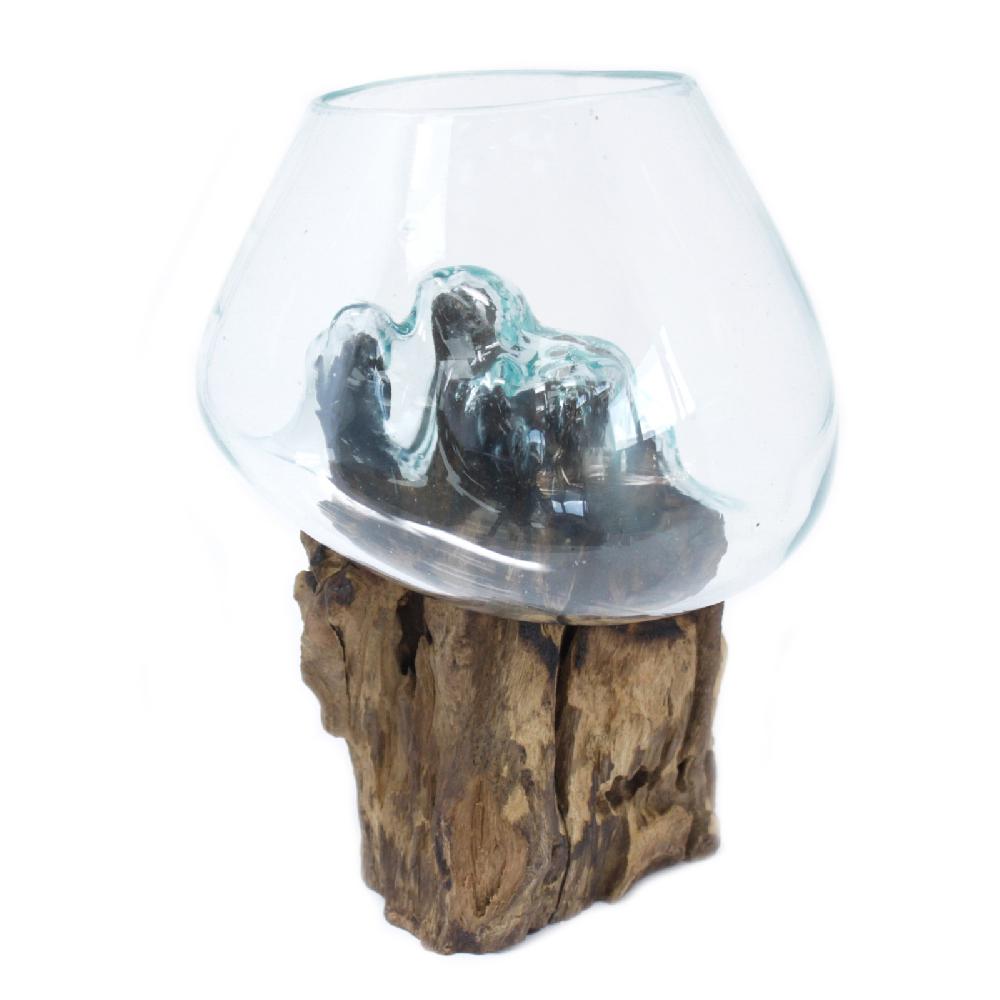 Molten Glass On Wood - Large Bowl