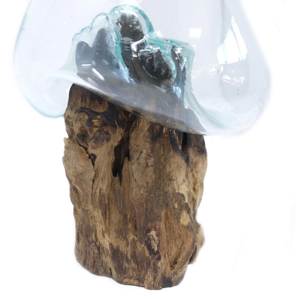 Molten Glass On Wood - Large Bowl
