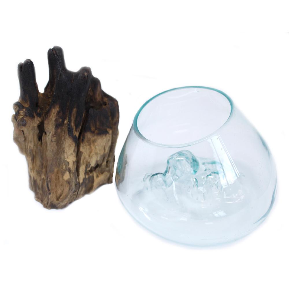 Molten Glass On Wood - Large Bowl