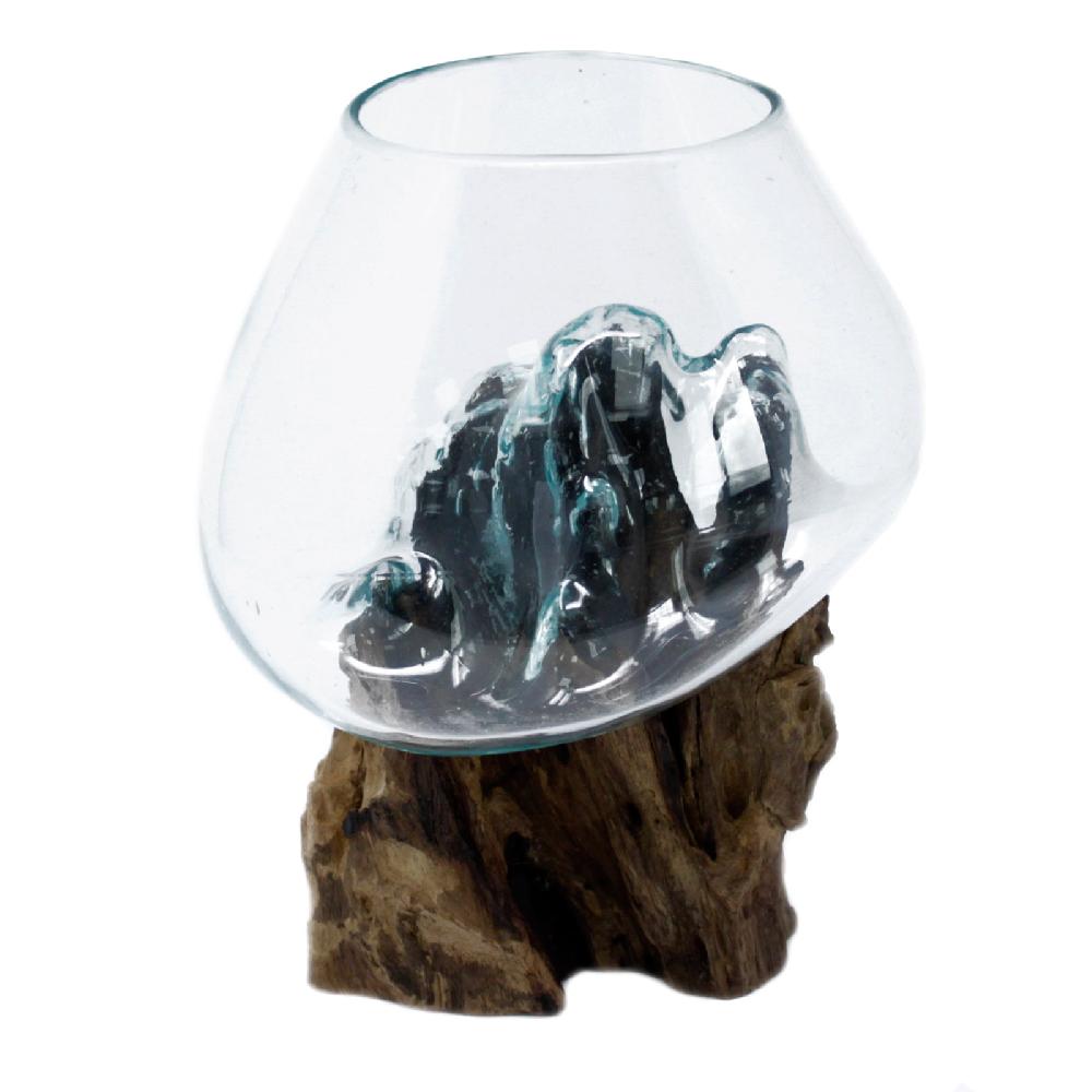 Molten Glass On Wood - Large Bowl