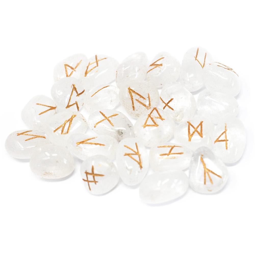 Runes Stone Set In Pouch - Crystal