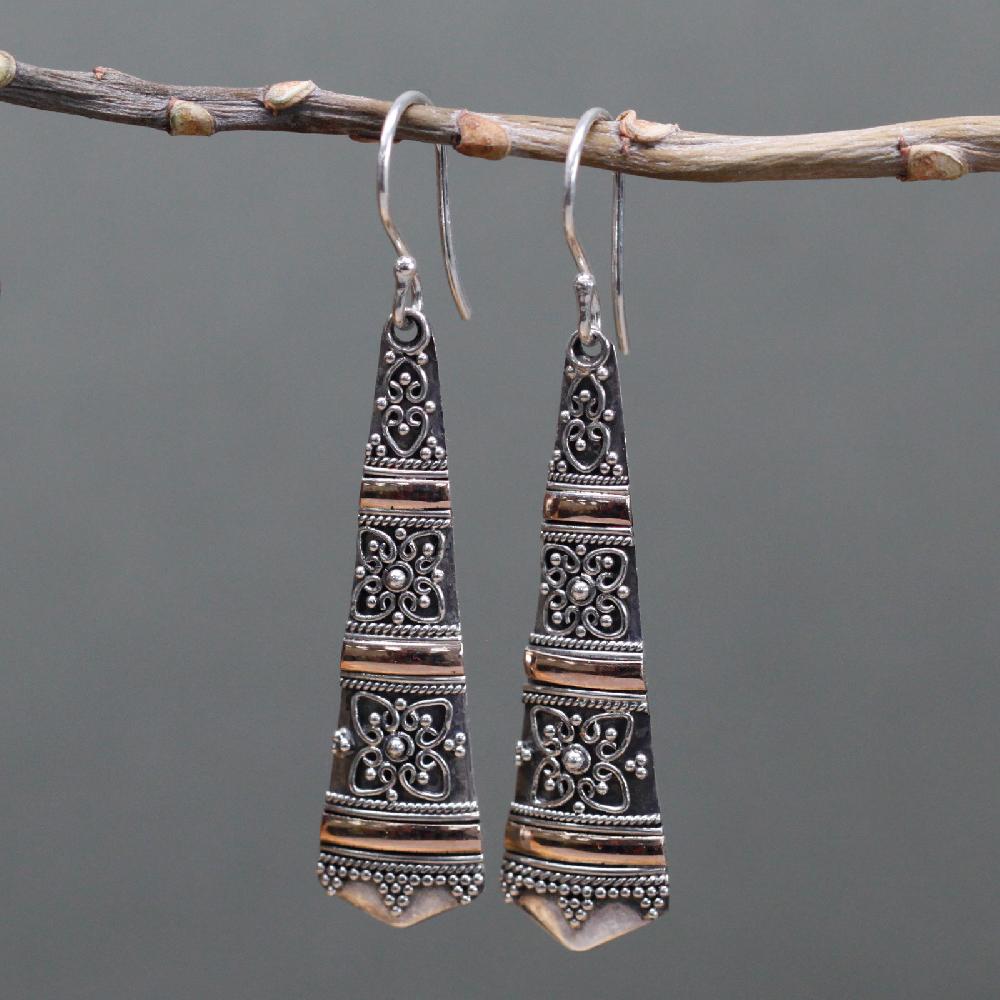 Silver & Gold Earring - Tribal Drops