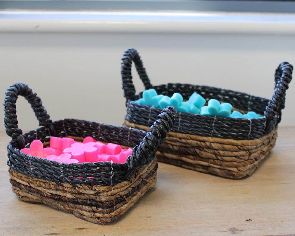 Banana Leaf & Hitam Raffia Square Basket- Set Of 3