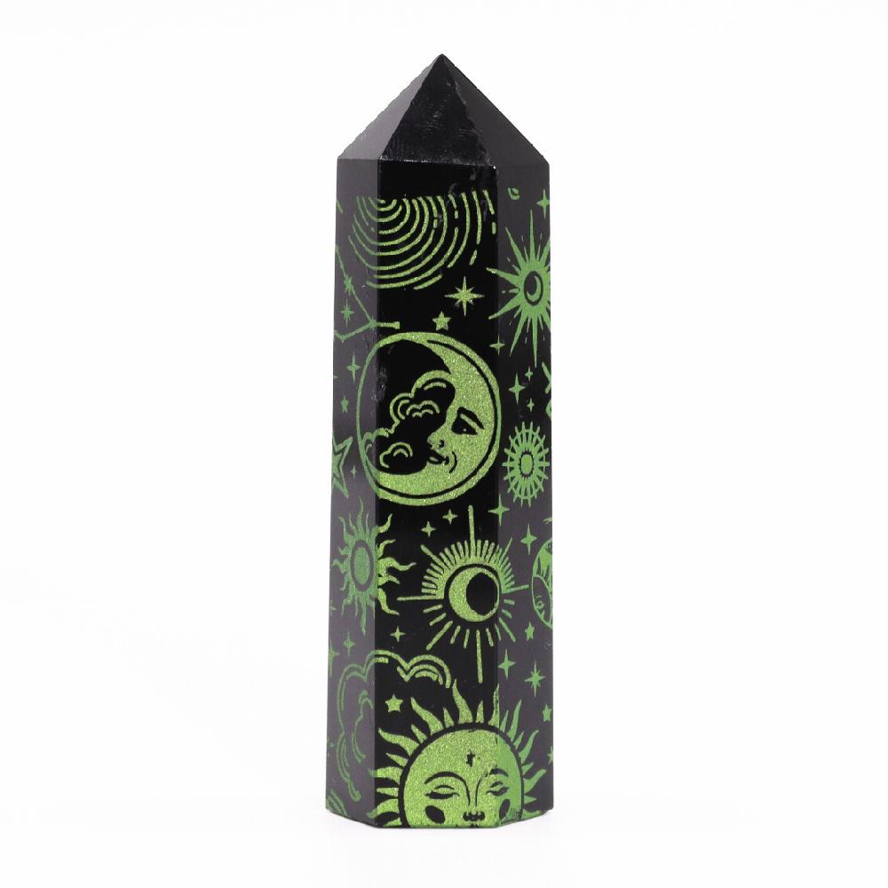 Black Obsidian Points (approx 60-70 Gm 9cm) - Mystic Story - Forest Green