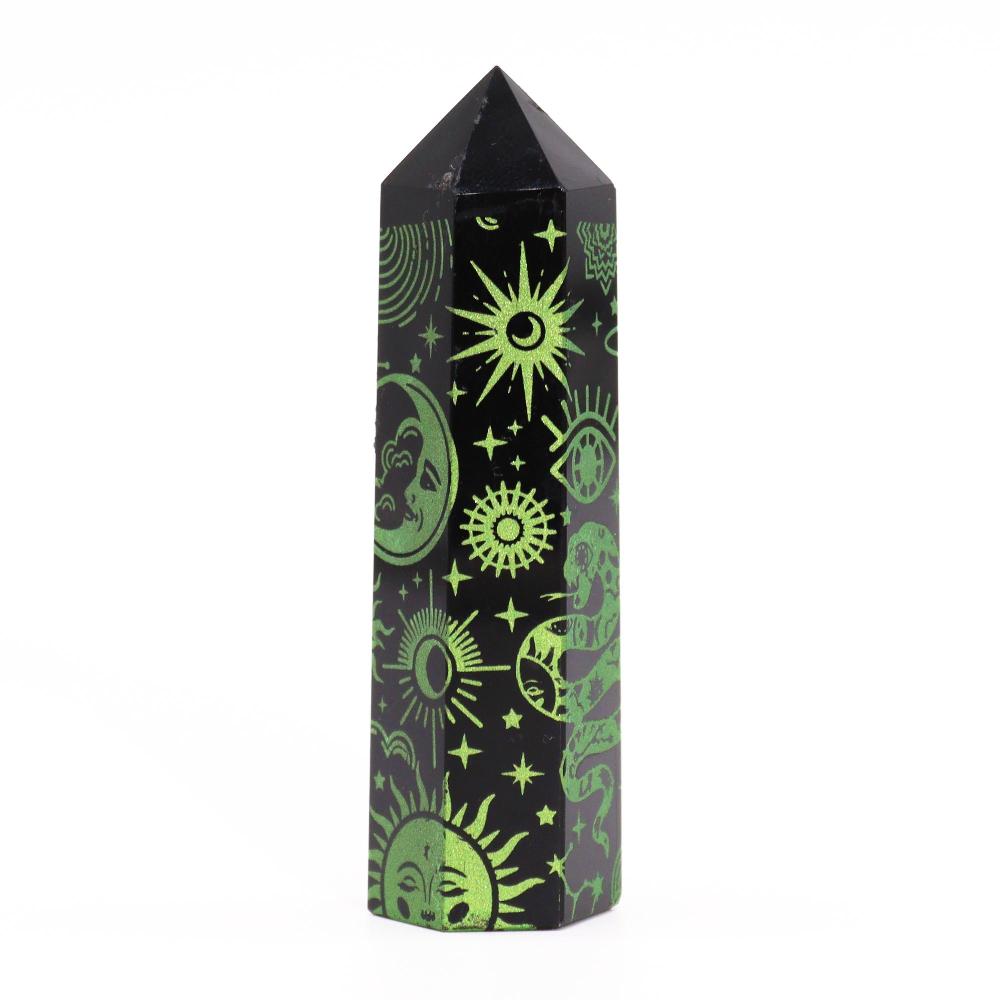 Black Obsidian Points (approx 60-70 Gm 9cm) - Mystic Story - Forest Green
