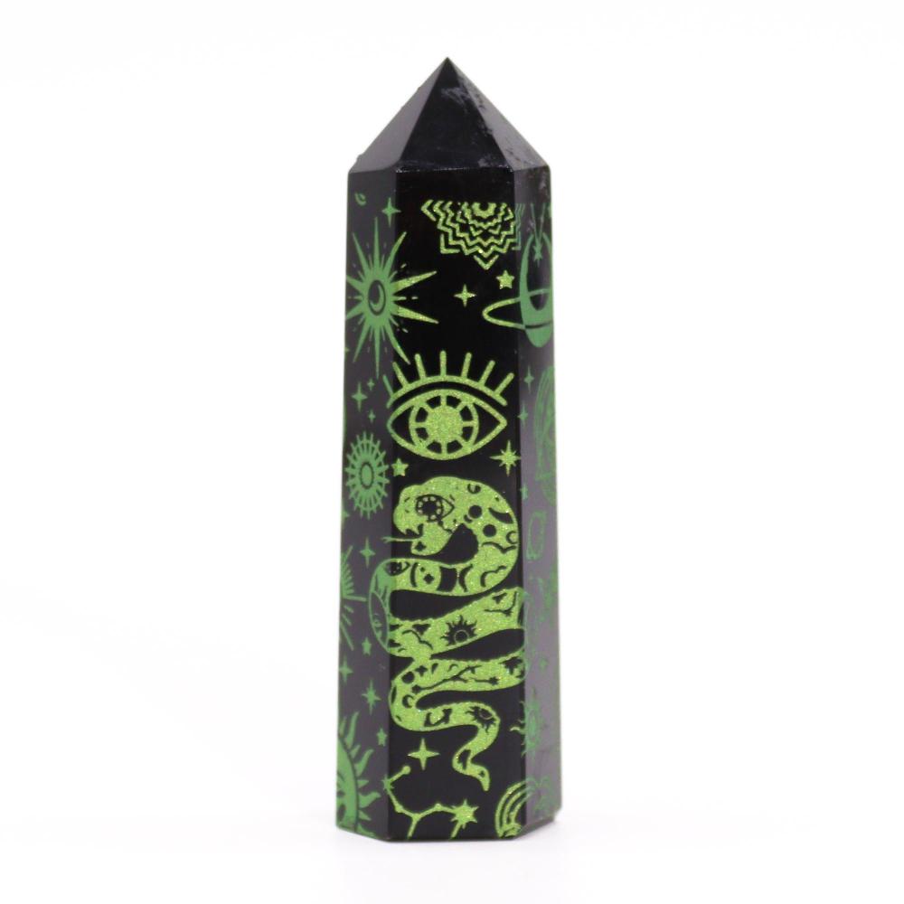 Black Obsidian Points (approx 60-70 Gm 9cm) - Mystic Story - Forest Green