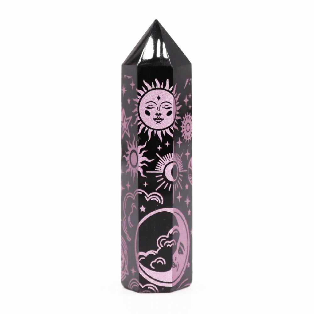 Black Obsidian Points (approx 60-70 Gm 9cm) - Mystic Story - Rose Pink