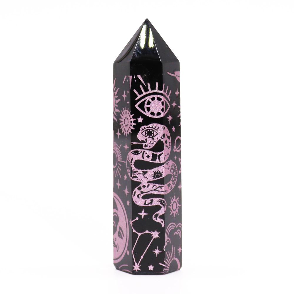 Black Obsidian Points (approx 60-70 Gm 9cm) - Mystic Story - Rose Pink