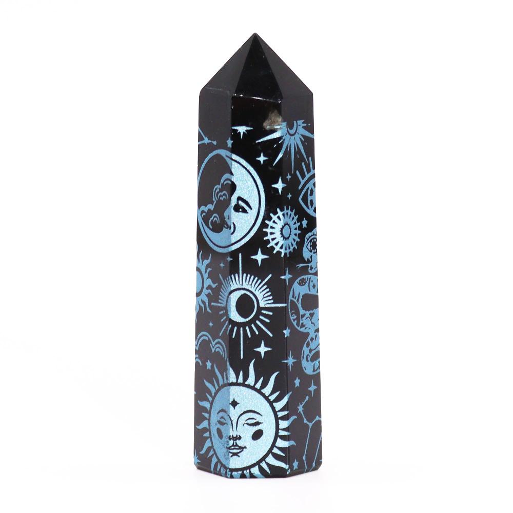 Black Obsidian Points (approx 60-70 Gm 9cm) - Mystic Story - Sky Blue