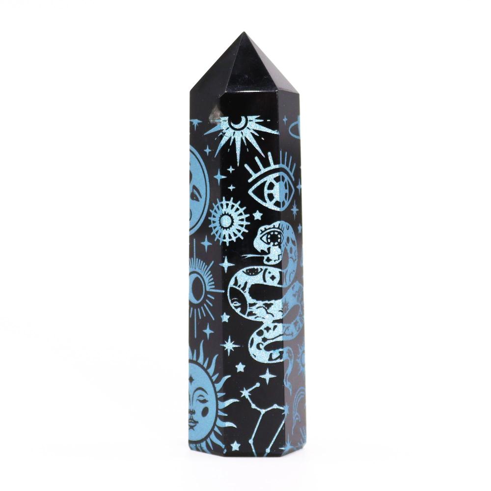 Black Obsidian Points (approx 60-70 Gm 9cm) - Mystic Story - Sky Blue