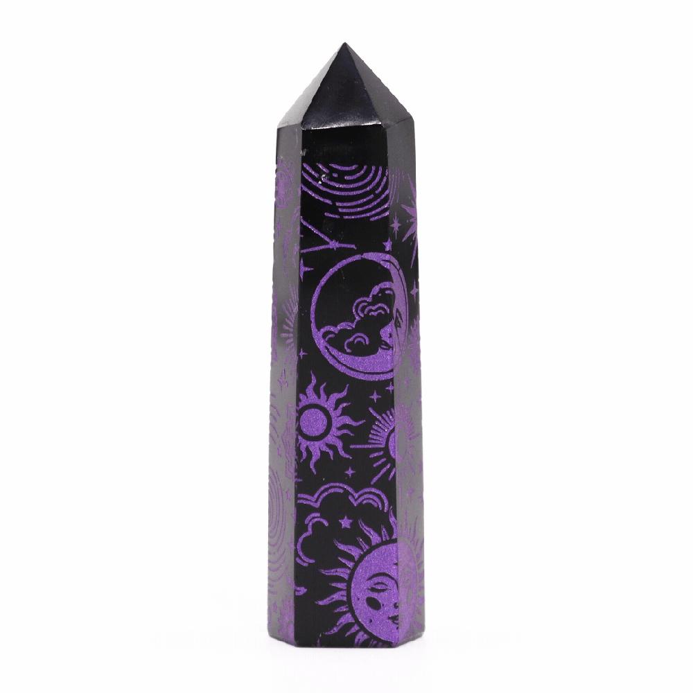 Black Obsidian Points (approx 60-70 Gm 9cm) - Mystic Story - Deep Purple