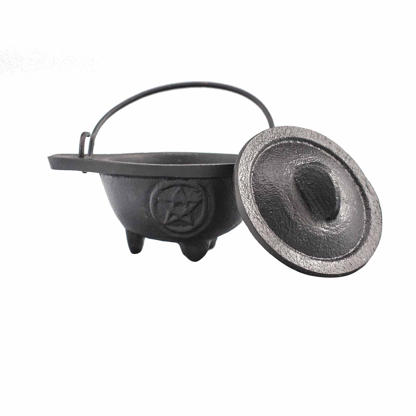 Cast Iron Cauldron With Pentagram 5x9cm