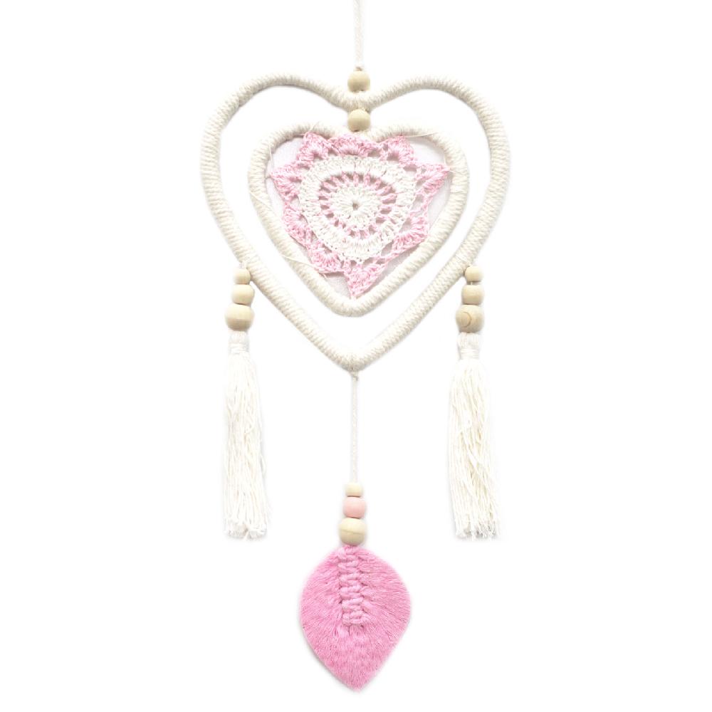 Dream Catcher - Medium Pink Heart In Heart - 35cm