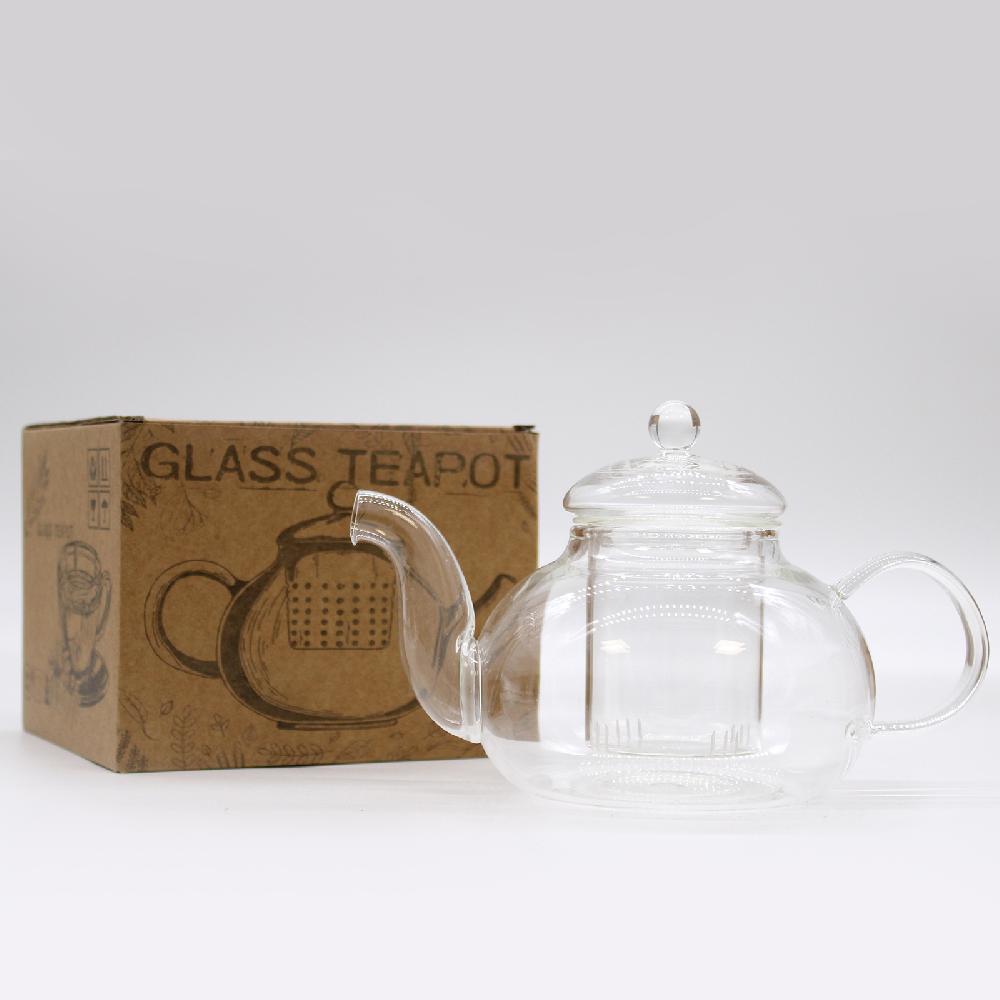 Glass Infuser Teapot - Round Pearl - 800ml - Gift Boxed
