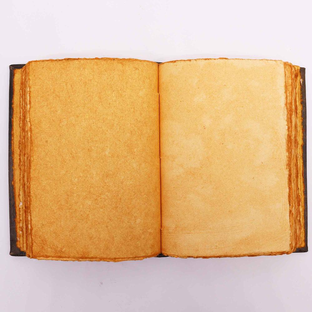 Hefty Brown Tan Book - Zinc Triple Moon Decor - Deckle Edges Pages - 26x18cm