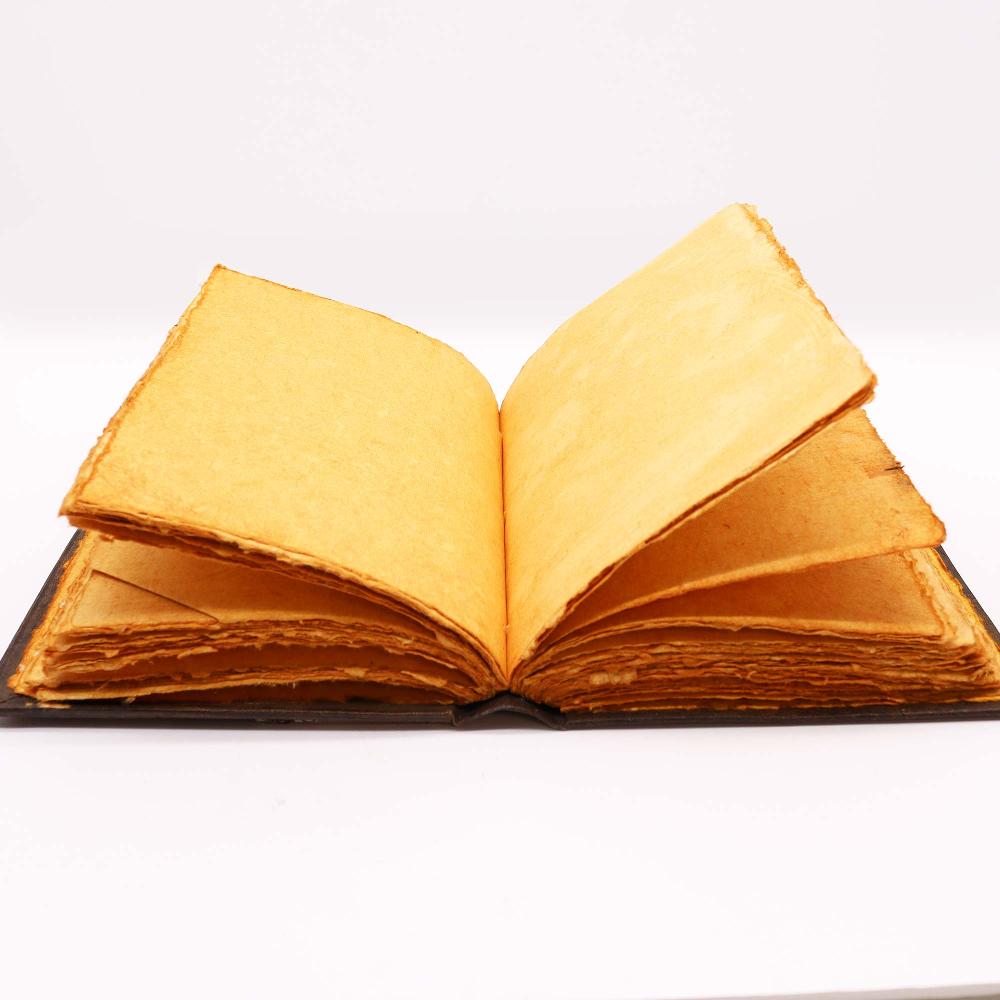 Hefty Brown Tan Book - Zinc Triple Moon Decor - Deckle Edges Pages - 26x18cm