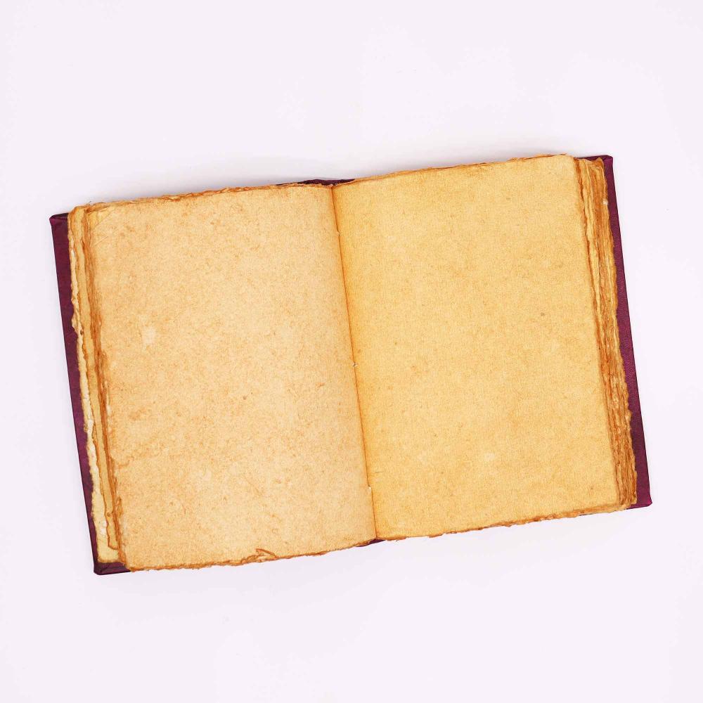 Hefty Red Tan Book - Zinc Hamsa Decor - Deckle Edges Pages - 26x18cm