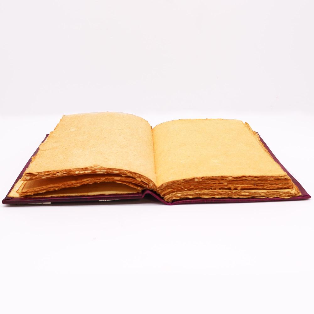 Hefty Red Tan Book - Zinc Hamsa Decor - Deckle Edges Pages - 26x18cm