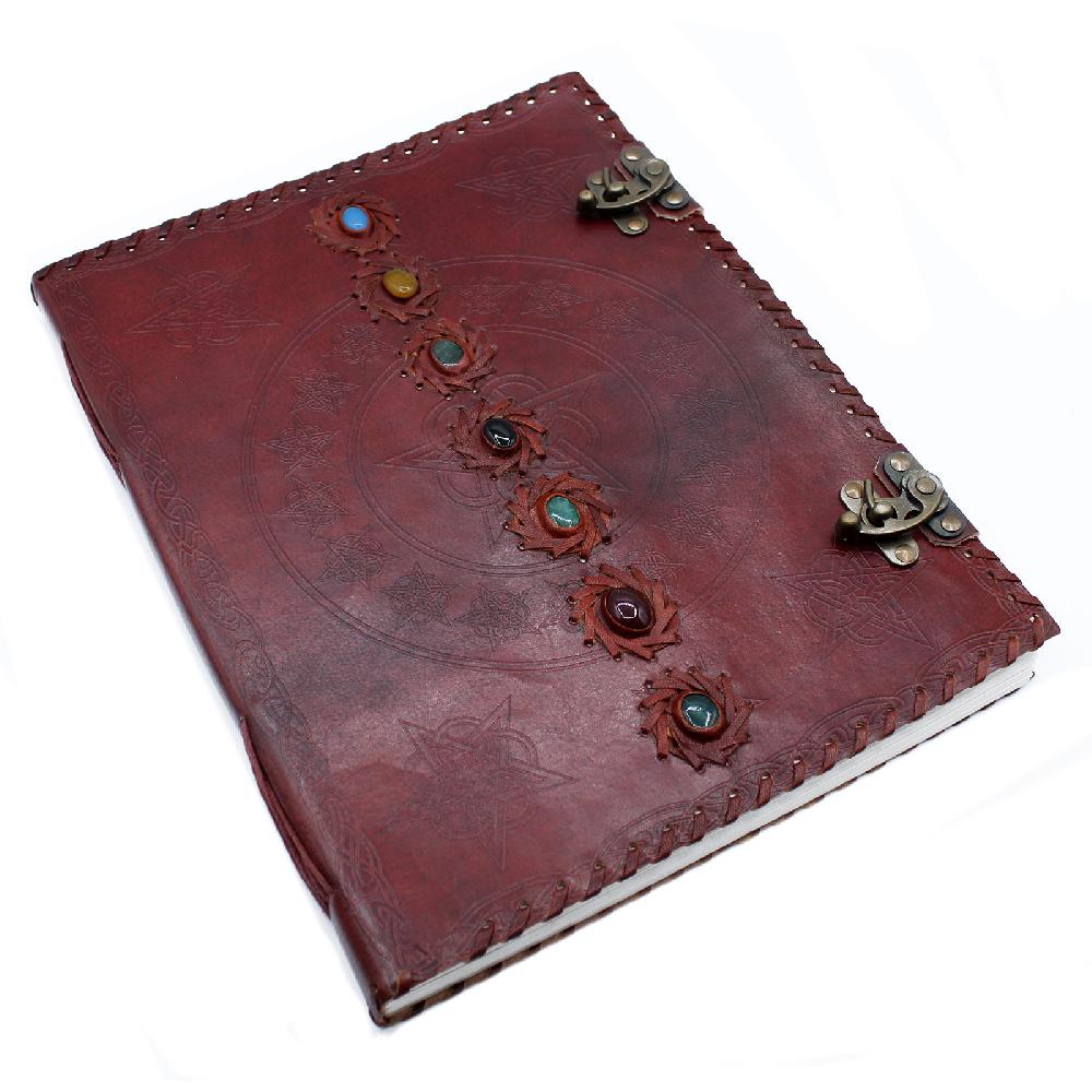 Huge 7 Chakra Leather Book - 10x13 Inches (200 Pages)