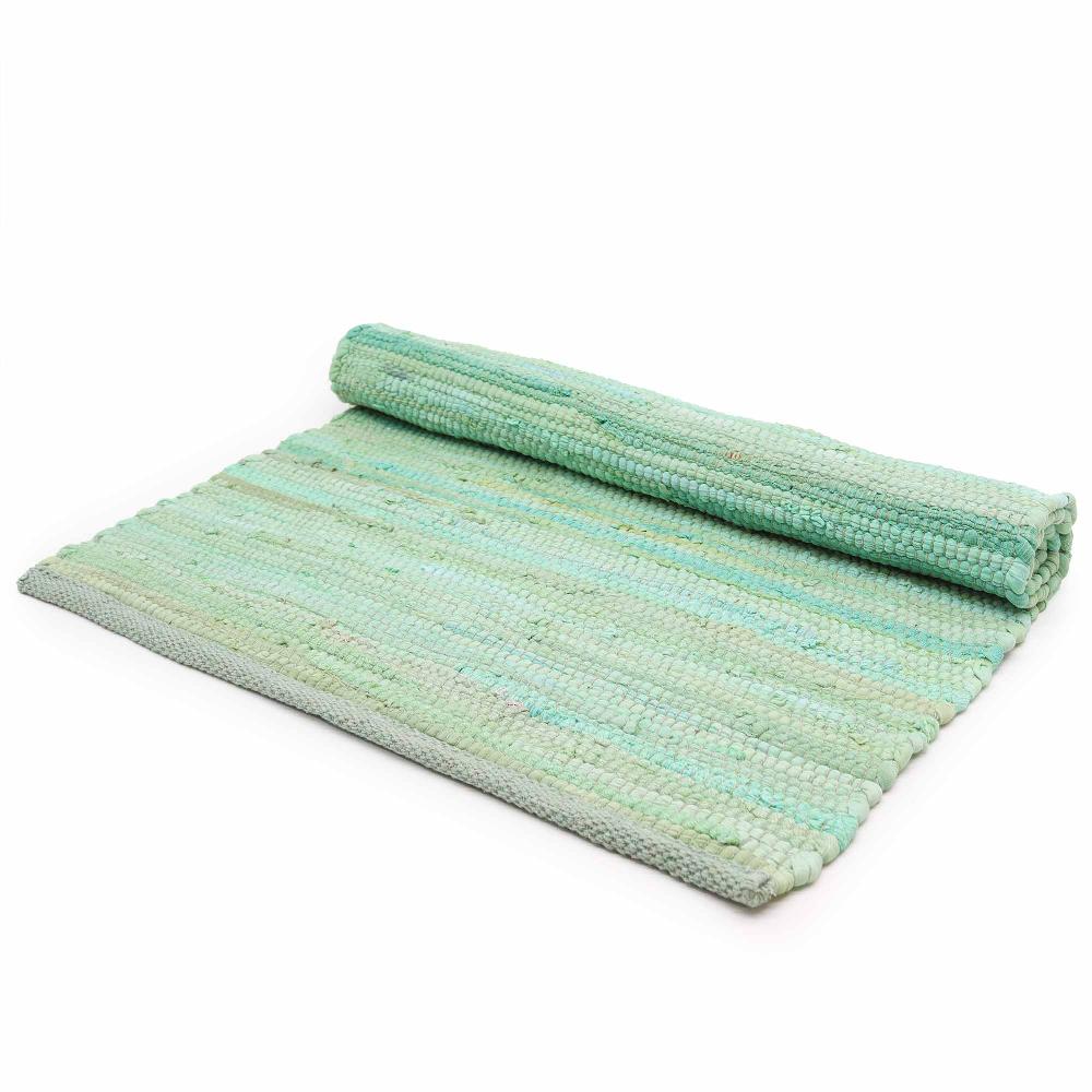 Large Indian Handloom Cotton Rug - 130x170cm - Aqua