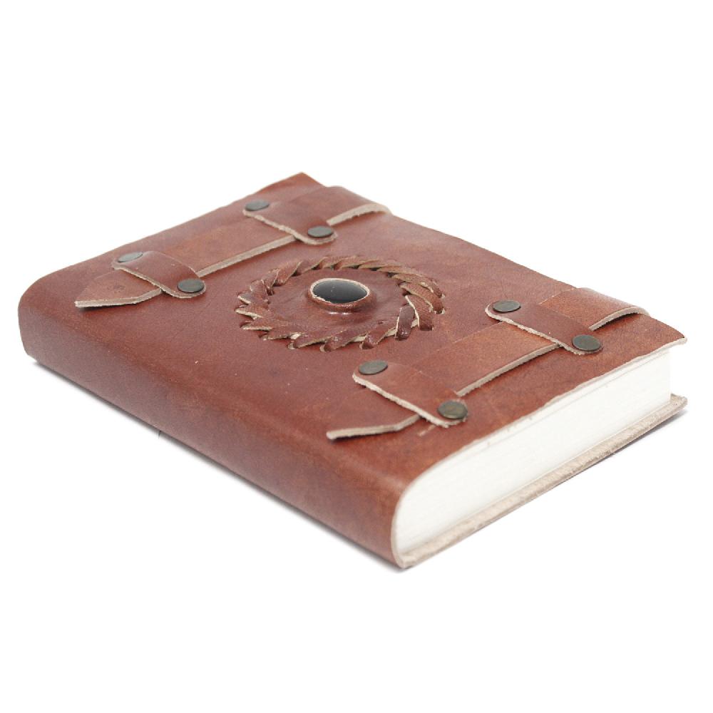 Leather Black Onyx With Belts Notebook (6x4")
