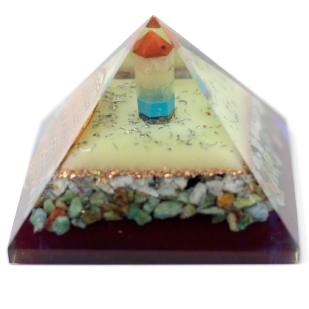 Lrg Organite Pyramid 80mm - Flower Of Life Symbol