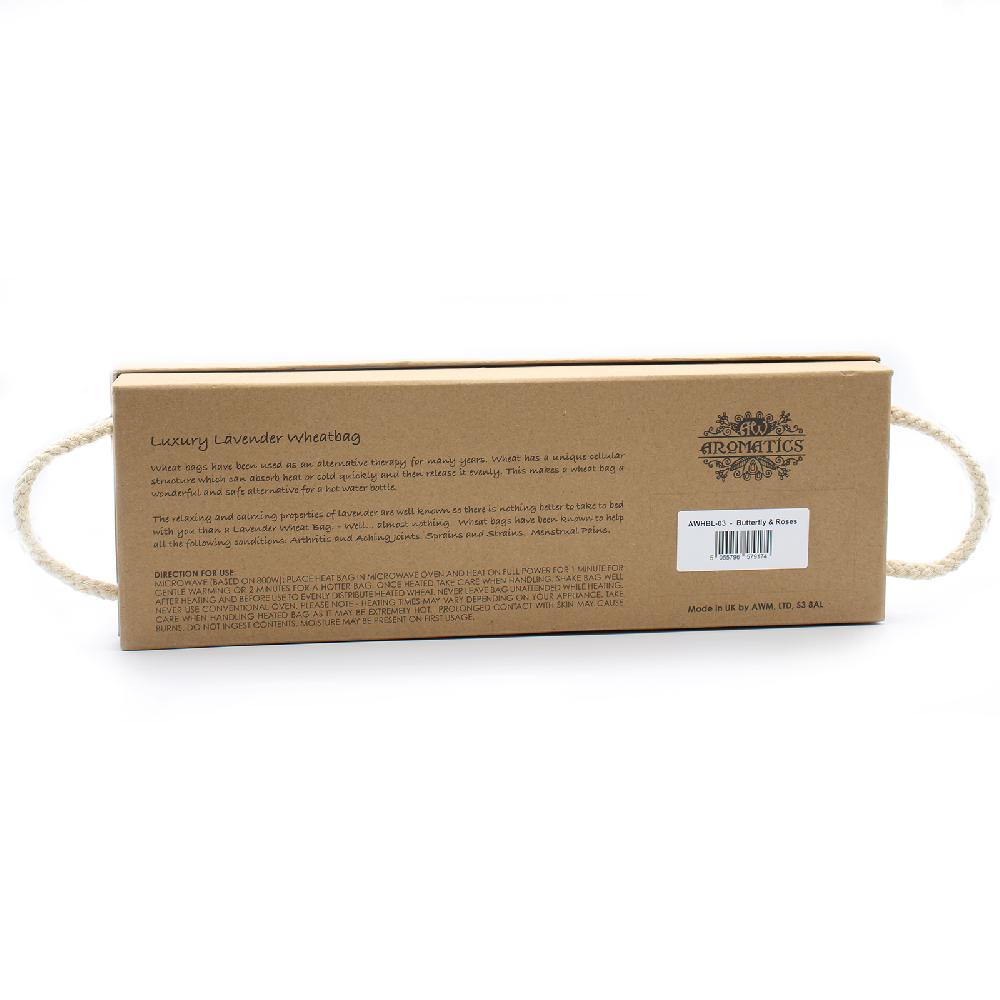 Luxury Lavender Wheat Bag In Gift Box - Butterfly & Roses