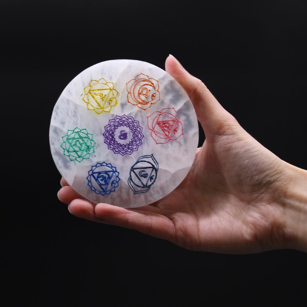 Medium Charging Plate 10cm - Chakra Design - Colour