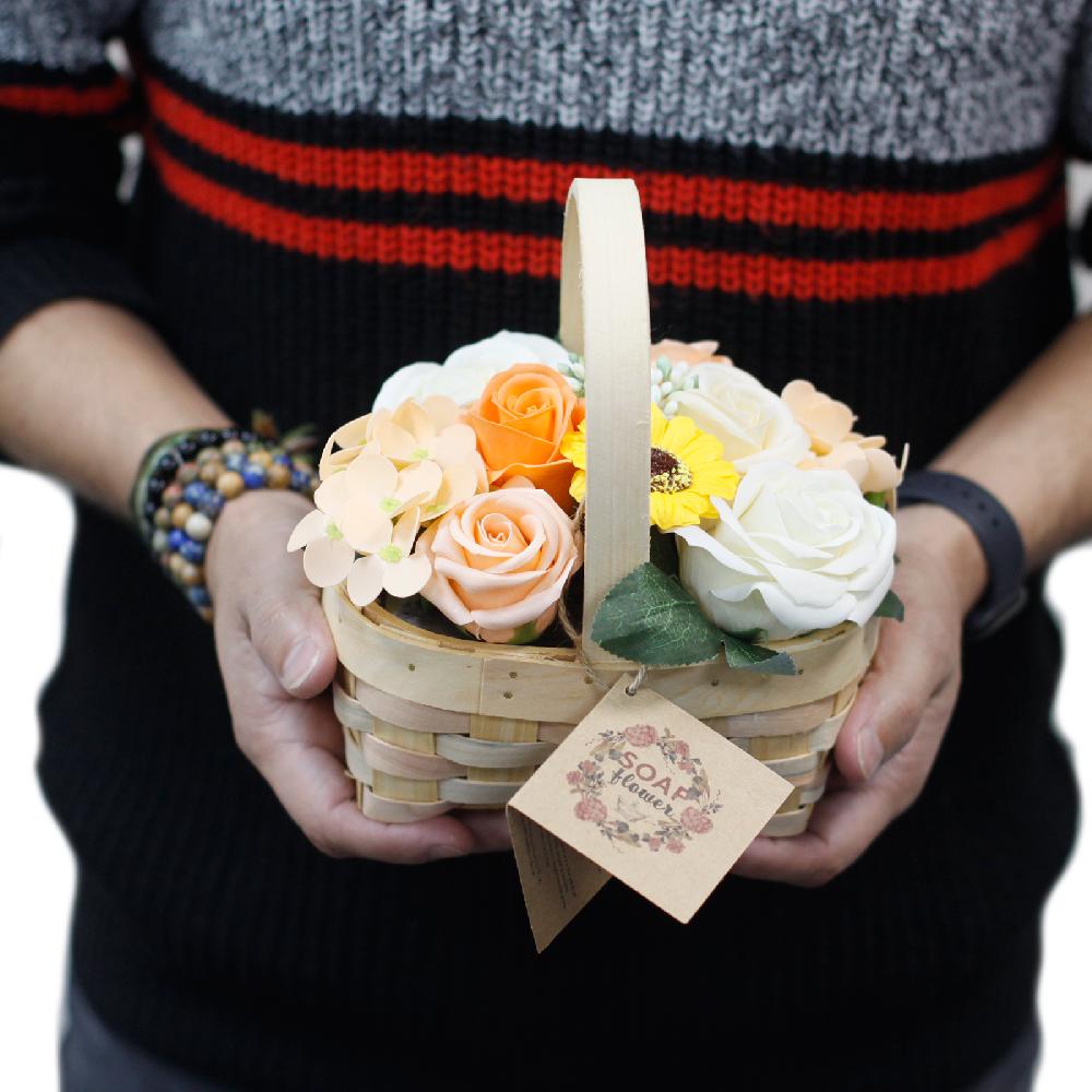 Medium Orange Bouquet In Wicker Basket