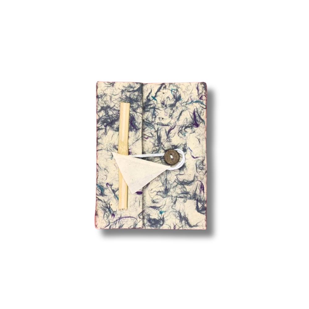 Mini Lokta Mixed Blue Cotton Notebook Lrg (12x8cm) 40 leafs