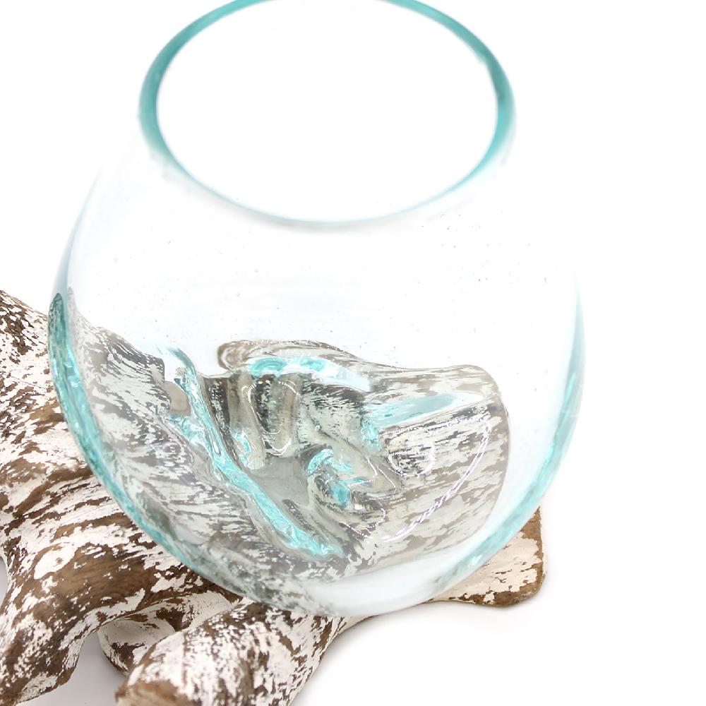 Molten Glass On Whitewash Wood - Small Bowl