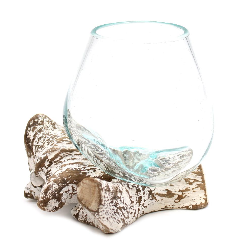 Molten Glass On Whitewash Wood - Small Bowl