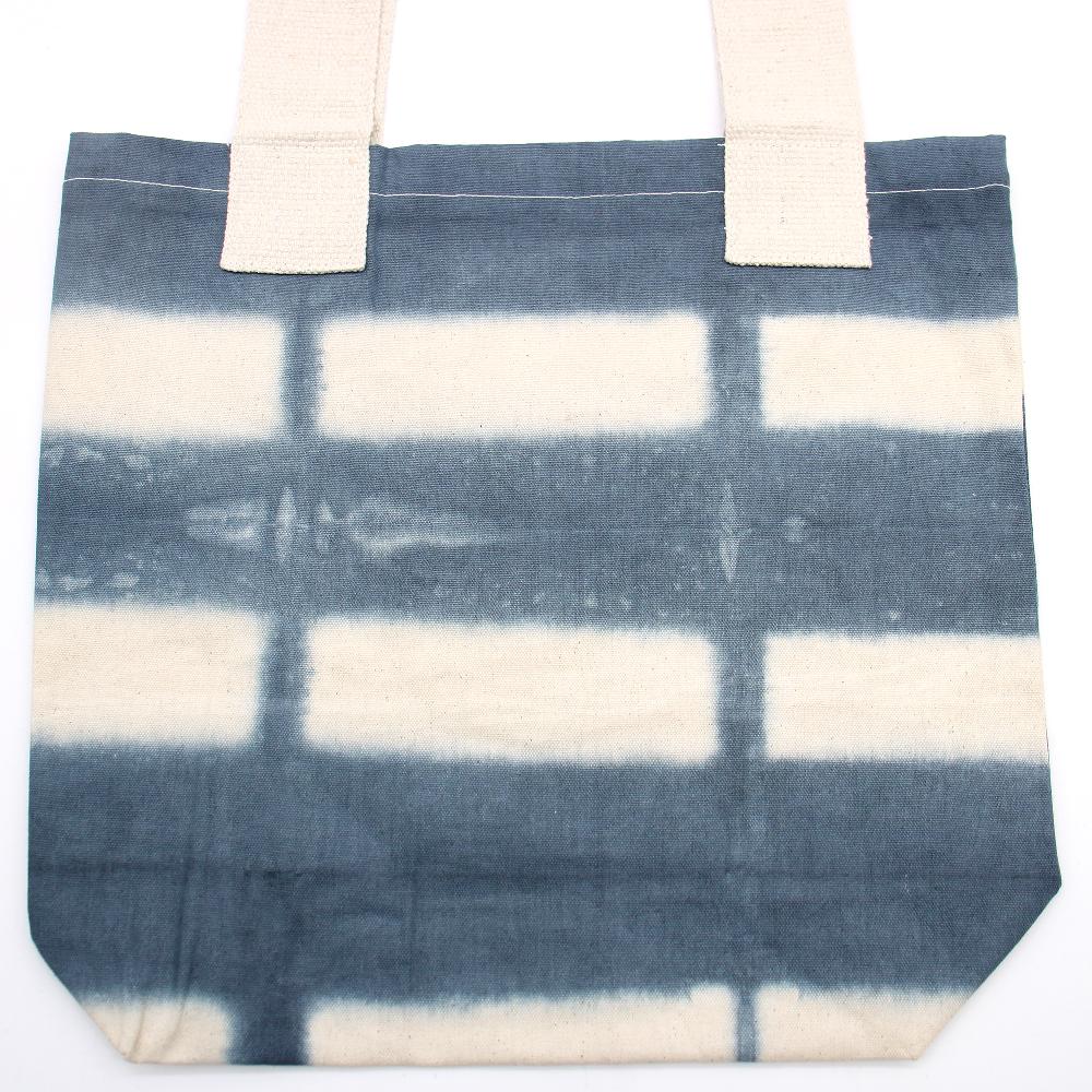 Natural Tie-Dye Cotton Bag (8oz) - Grey Blocks - Natural Handle