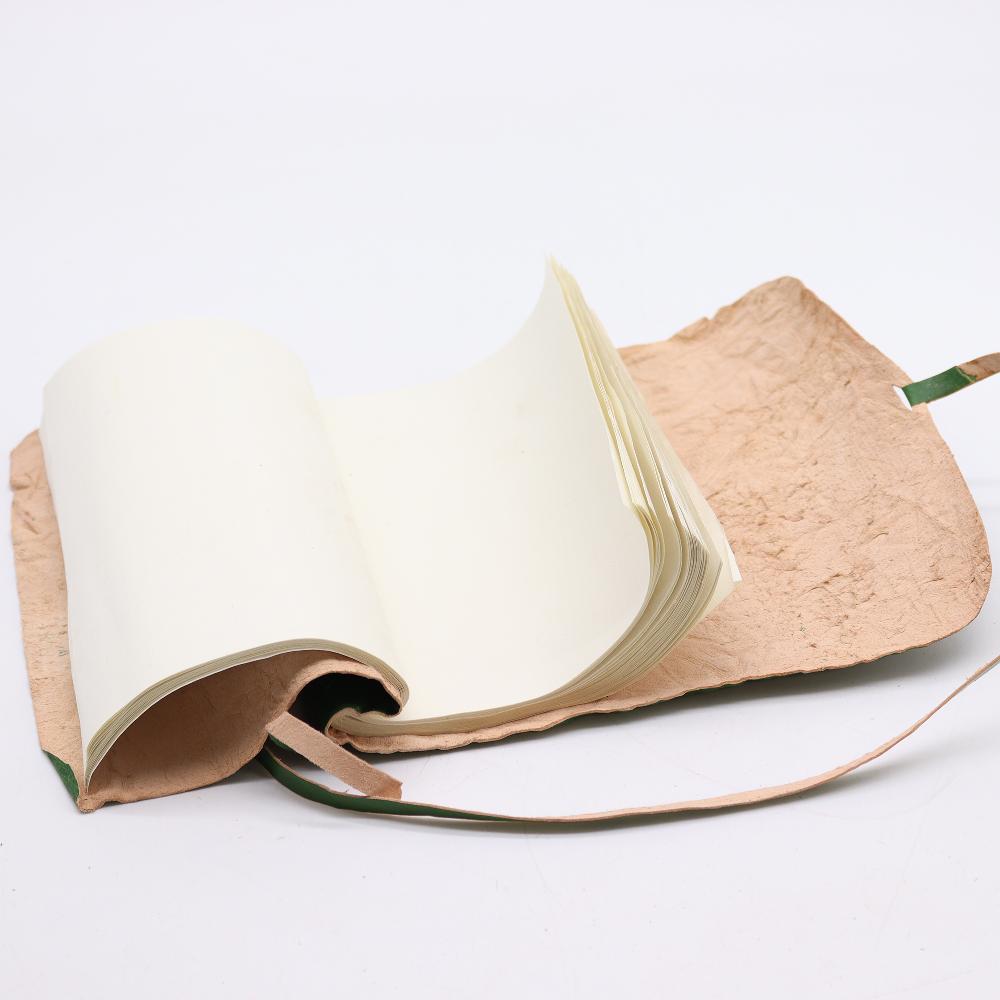 Rolled Leather Travel Notebook - 96 Pages - Green 21x15cm