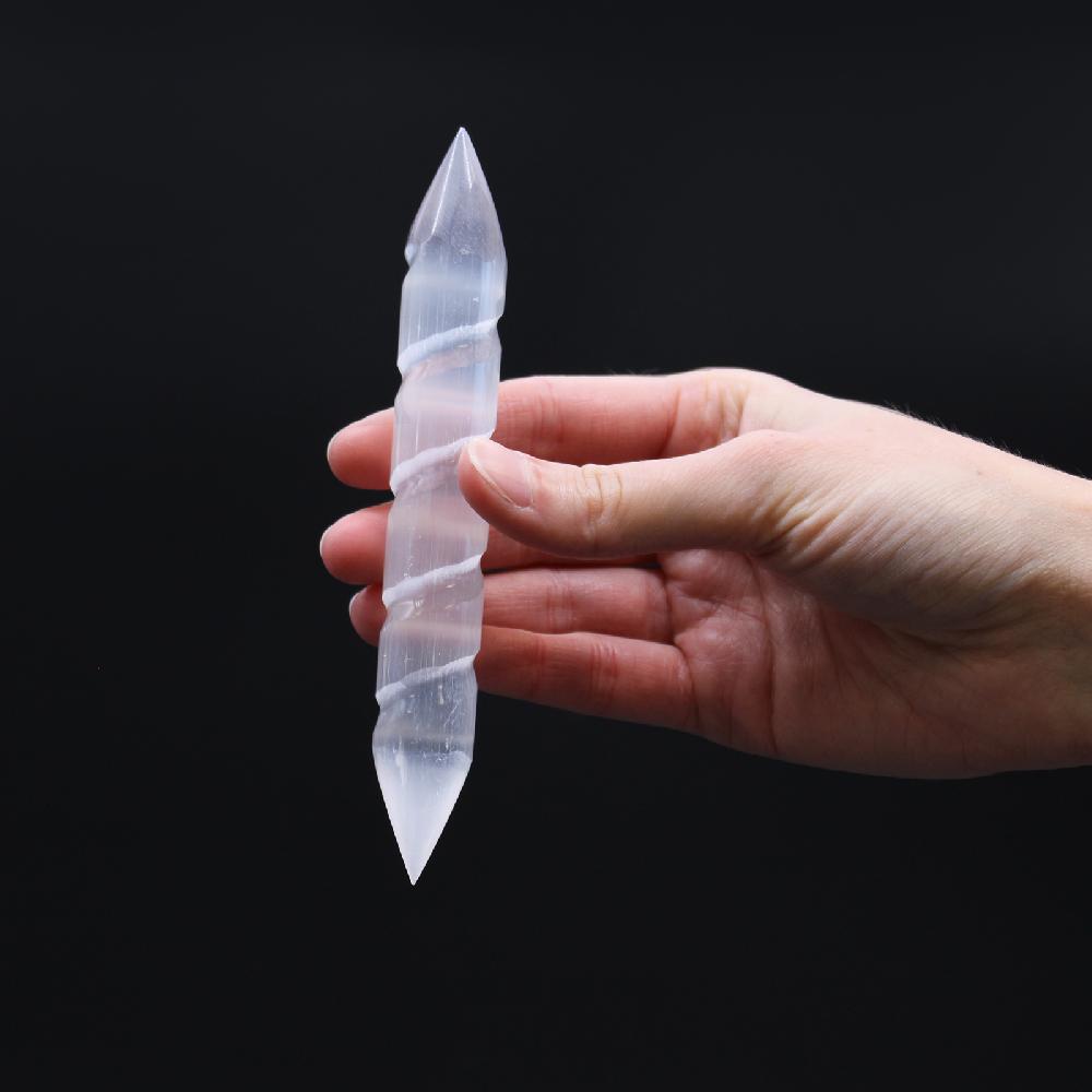 Selenite Spiral Wands - 16 Cm (Point Both Ends)