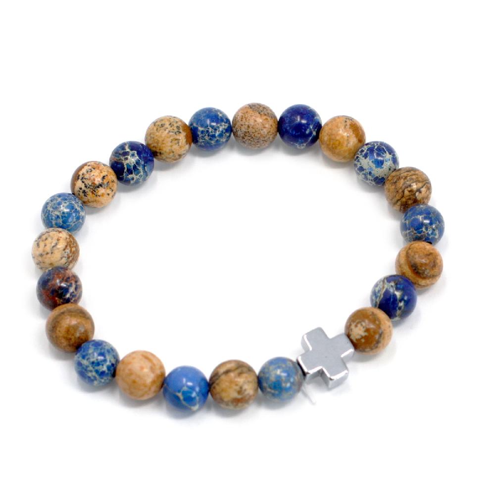 Set Of 2 Gemstones Friendship Bracelets - Support - Sodalite & Picture Stone