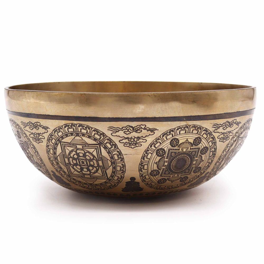 Tibetan Healing Engraved Bowl - 21cm - 7 Chakras & Flower of Life