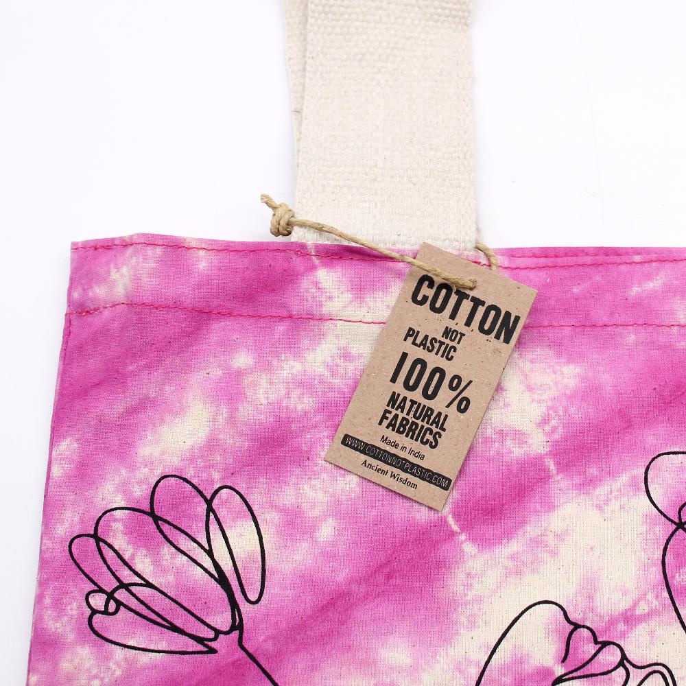 Tie-Dye Cotton Bag (6oz) - Mandala - Green/Blue - Natural Handle