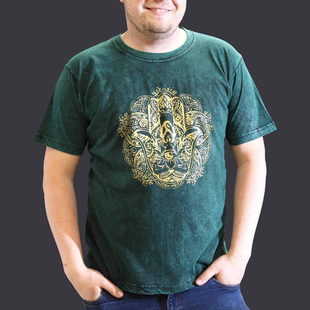 XLarge Stone Washed T-Shirt - Hamsa - Green