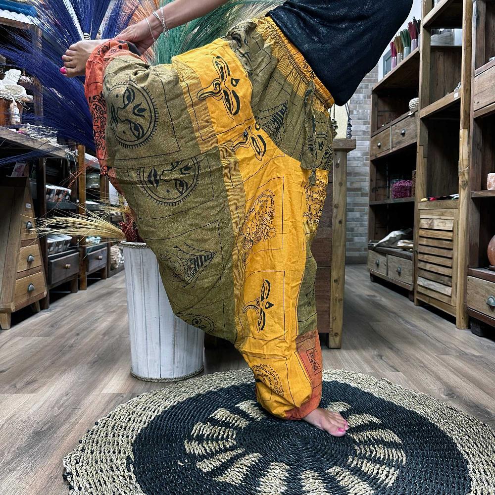 Yoga and Festival Pants - Aladdin Himalayan Print on Orange