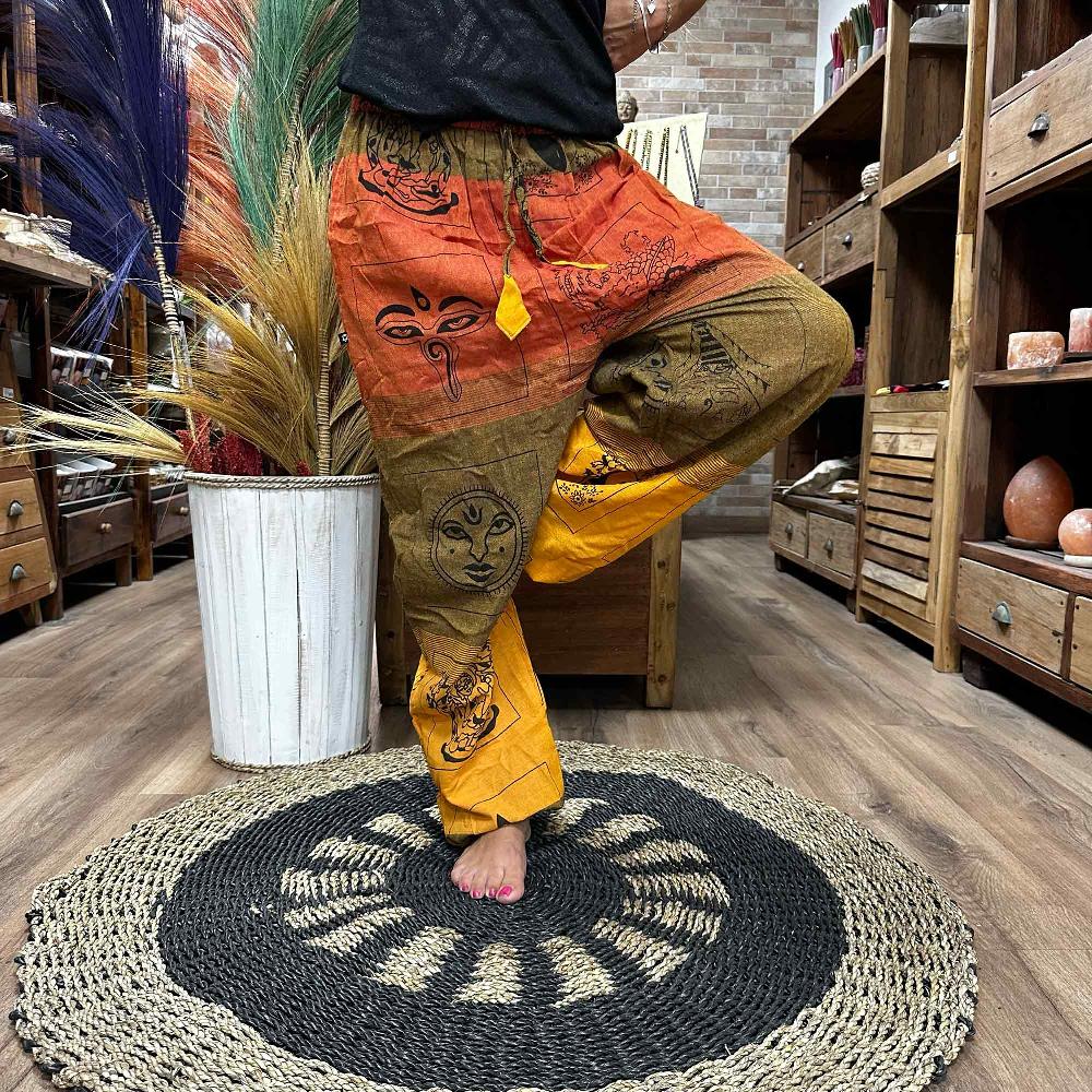 Yoga And Festival Pants - High Cross Himalayan Print On Orange